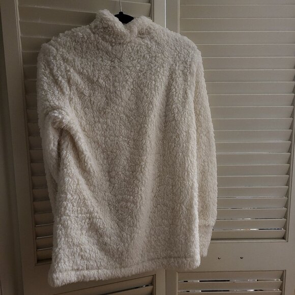 Vintage White Winter Fleece Quarter Zip Small - Picture 2 of 4
